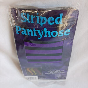 Fun World Purple and Black Striped Pantyhose One Size